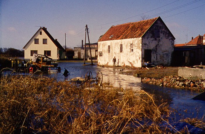 Sturmflut 1962. An der Schlachterei Drees