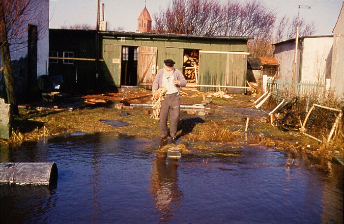 Sturmflut 1962. An der Schlachterei Drees