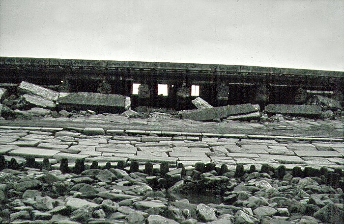 Sturmflut 1962. Zerstörte Strandmauer