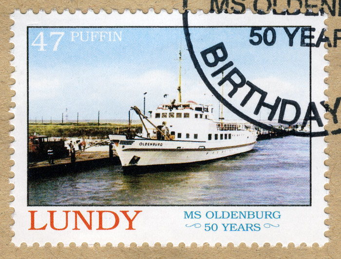 MS »Oldenburg« auf britischer Briefmarke