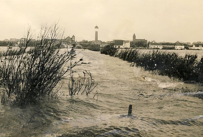 Sturmflut 1962. Deichdurchbruch im Groden