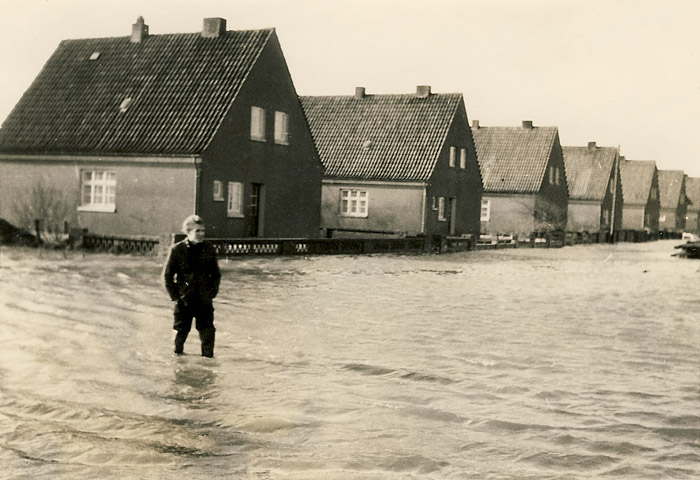 Sturmflut 1962. Überflutete Siedlerstraße