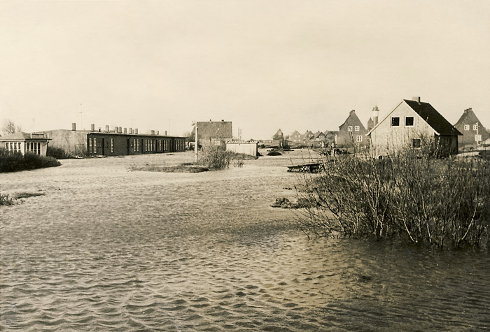 Sturmflut 1962. Überflutetes Inseldorf