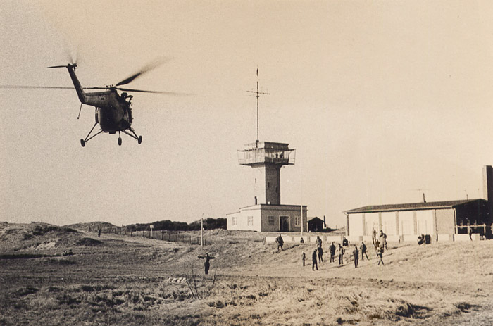 Sturmflut 1962. Hubschrauber-Landung auf der Polizeiwiese